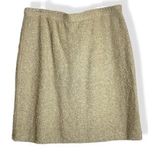 St. John knit skirt beige cream gold L NWT